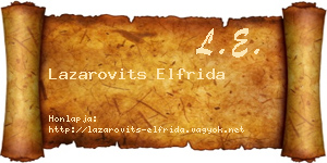 Lazarovits Elfrida névjegykártya